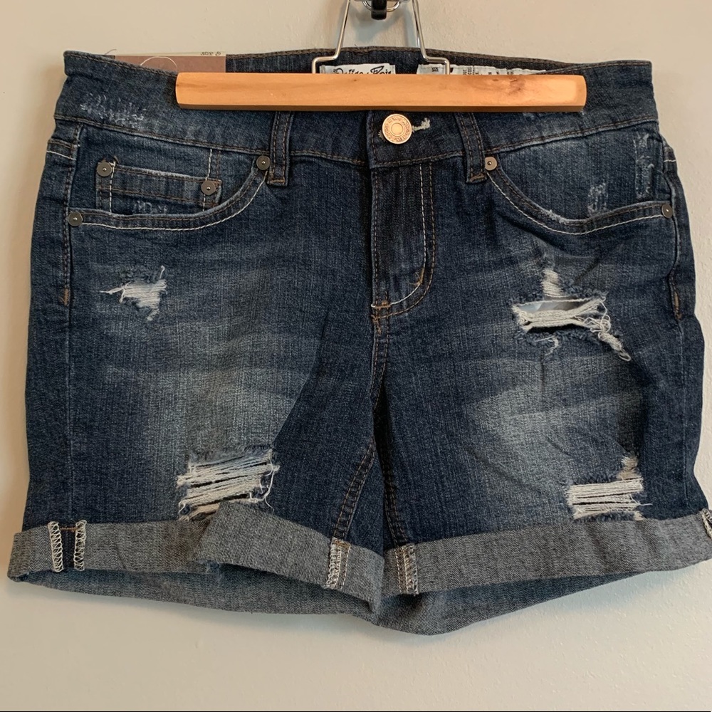 NWT destroyed denim jean shorts rolled cuffed hem